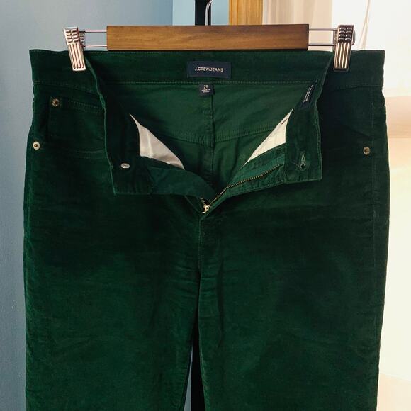 J. Crew 9" High-Rise Toothpick Jean in Green Velvet Size 29 - Picture 4 of 7